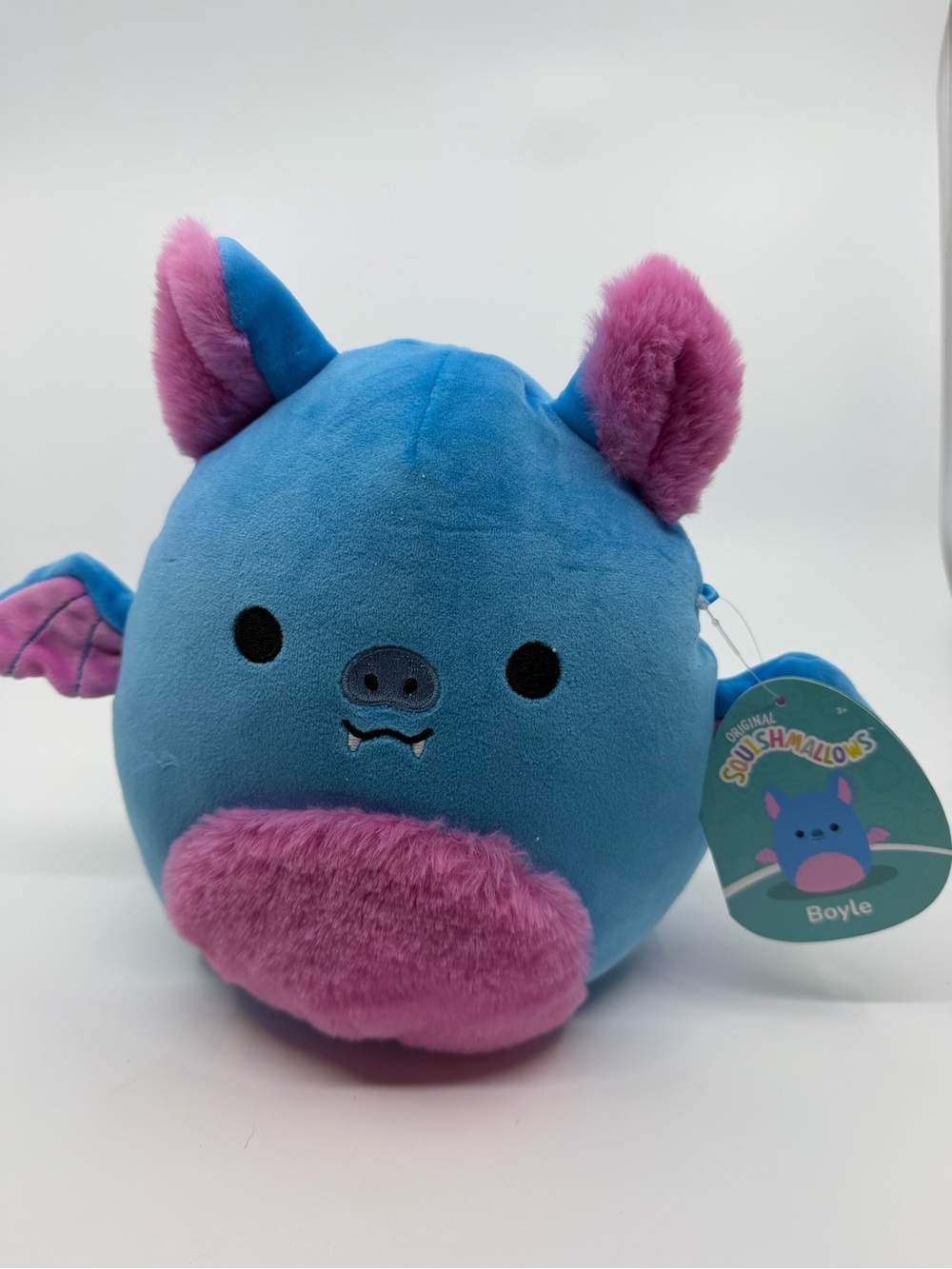 Squishmallows Boyle Blue Bat Plush 8” NWT Pink Belly & Wings Halloween